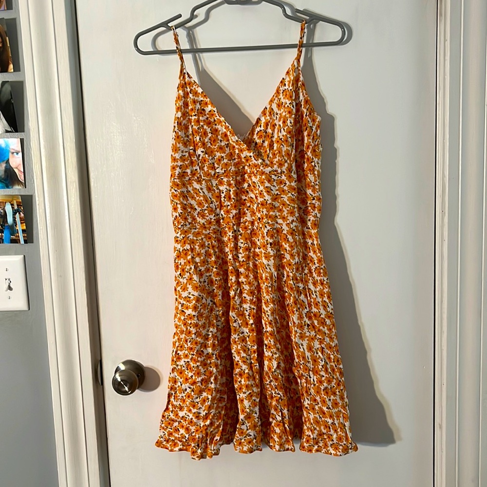 Orange floral dress in Medium
